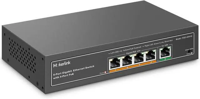 Alt view image 2 of 7 - MokerLink Gigabit POE Switch, 5 Port and 8 Port PoE Switch, IEEE802.3af/at, Unmanaged Plug and Play, Sturdy Metal Fanless