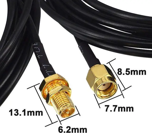 Alt view image 7 of 7 - External WiFi Bluetooth Antenna 22DBI MIMO RP-SMA Male Aerial Antenna and RP-SMA RG174 Extension Cable 10FT for Wireless Router Network Devices PC Camera