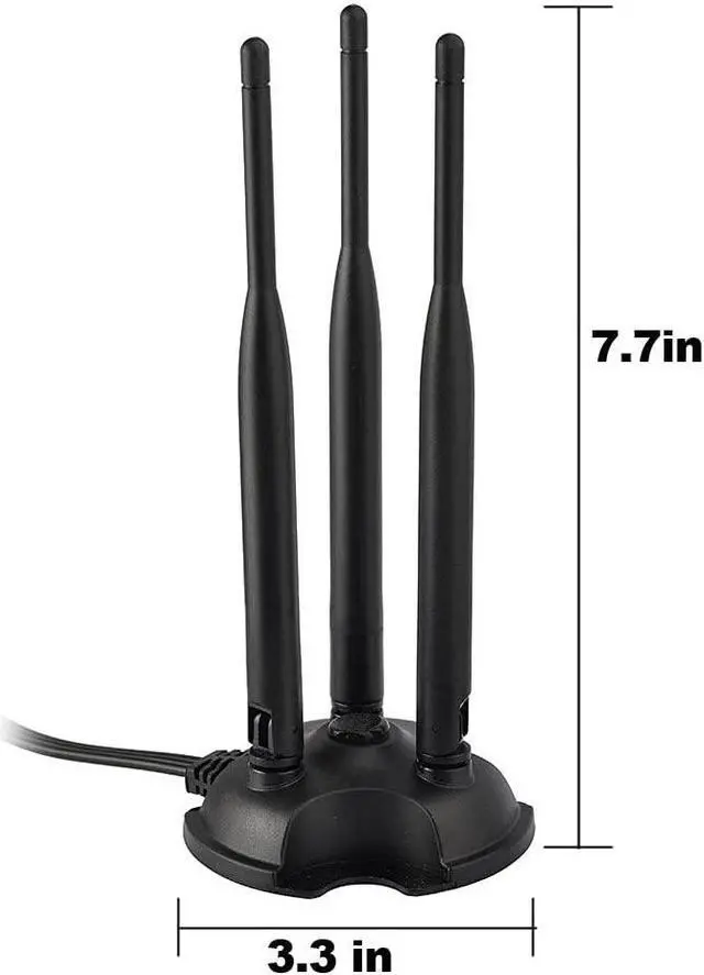 Alt view image 3 of 7 - 2.4GHz 5GHz Dual Band WiFi Antenna, 3 RP-SMA Male Antenna Magnetic Base for PC Desktop Computer, WiFi Wireless Router, Mobile Hotspot, PCI PCIe WiFi Card, External WiFi USB Adapter