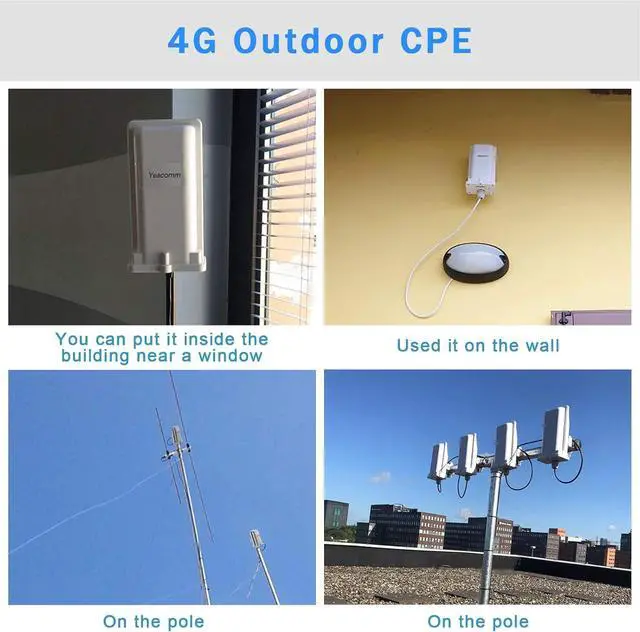 Alt view image 5 of 6 - Outdoor 4G LTE Router with SIM Card Slot, CAT4 150Mbps CPE IP66 Waterproof Router with POE Adapter,Without WiFi,Not for Verizon