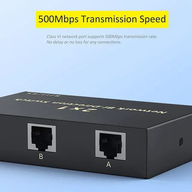 Alt view image 7 of 7 - RJ45 Network Switch Selector 2x1 Ethernet RJ45 Network Switch Splitter Selector Box 100M/1000M