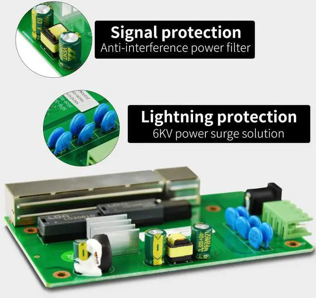 Alt view image 3 of 4 - STEAMEMO 5-Port Industrial Ethernet Switch | DIN-Rail Mount | 100Mbps Ports + 1Gbps Switching | -40°C to 70°C Operation | Rugged Metal Housing | Lifetime Protection