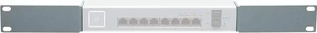 Main image of Silver Rack Mount Adapter Bracket Ear Kit for Ubiquiti US-8-150W UniFi Switch 8 Port | Edge Switch 8 Port with M6 Cage Nuts Screws & Hardware