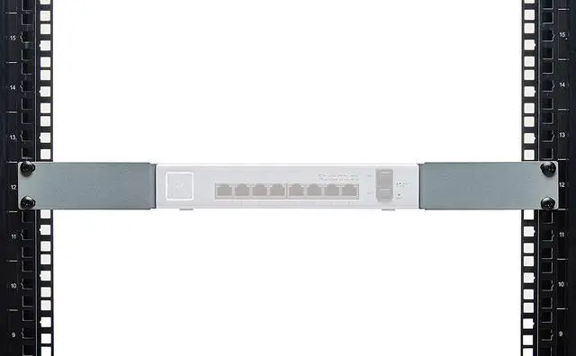 Alt view image 2 of 5 - Silver Rack Mount Adapter Bracket Ear Kit for Ubiquiti US-8-150W UniFi Switch 8 Port | Edge Switch 8 Port with M6 Cage Nuts Screws & Hardware