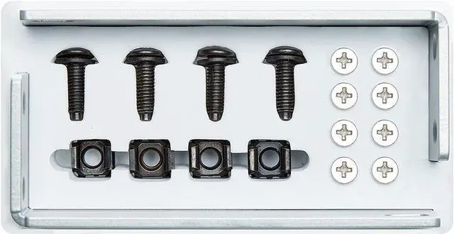 Alt view image 3 of 5 - Silver Rack Mount Adapter Bracket Ear Kit for Ubiquiti US-8-150W UniFi Switch 8 Port | Edge Switch 8 Port with M6 Cage Nuts Screws & Hardware