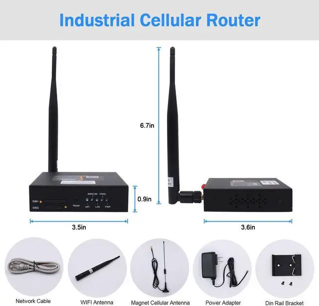 Alt view image 4 of 6 - 4G VPN Router, Industrial Dual Sim 4G LTE WiFi Router 3G/4G Yeacomm YF325 Wireless Modem Router Unlocked with Sim Card Slot, B1/3/5/7/8/20/28/38/40/41 (Fit for Europe/Asia/Africa/Oceania), NOT for USA