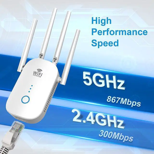 Alt view image 2 of 7 - 2023 Booster Repeater, Up to 8000sq.ft and 45+ Devices, 2.4&5GHz Dual Band Wireless Internet Repeater and Signal Amplifier for Home & Outdoor, Supports Ethernet Port