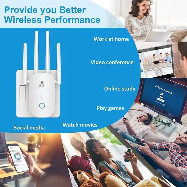 Alt view image 3 of 7 - 2023 Booster Repeater, Up to 8000sq.ft and 45+ Devices, 2.4&5GHz Dual Band Wireless Internet Repeater and Signal Amplifier for Home & Outdoor, Supports Ethernet Port