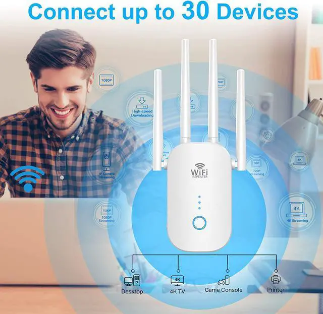 Alt view image 4 of 7 - 2023 Booster Repeater, Up to 8000sq.ft and 45+ Devices, 2.4&5GHz Dual Band Wireless Internet Repeater and Signal Amplifier for Home & Outdoor, Supports Ethernet Port