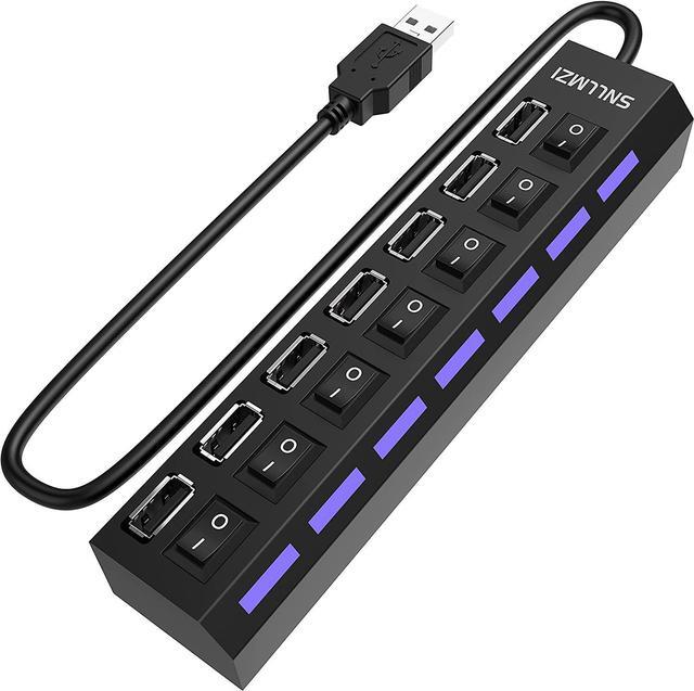 Main image of USB Hub, 7 Port USB 2.0 Hub LED Portable High-Speed Compatible for iMac Pro, MacBook Air, Mac Mini/Pro, Surface Pro, PC and Laptop