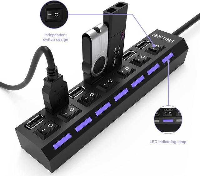 Alt view image 2 of 7 - USB Hub, 7 Port USB 2.0 Hub LED Portable High-Speed Compatible for iMac Pro, MacBook Air, Mac Mini/Pro, Surface Pro, PC and Laptop