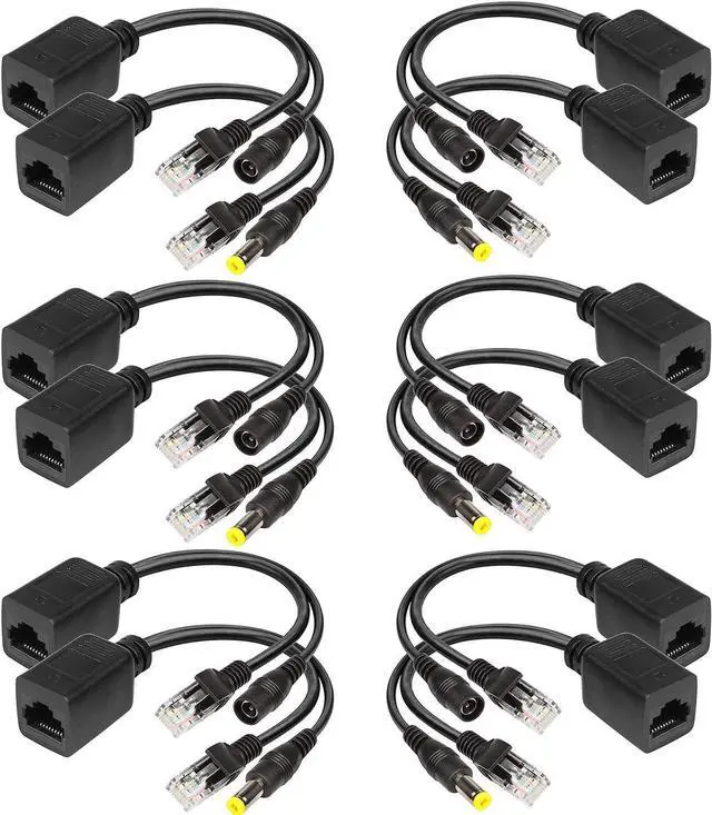 Main image of Passive PoE Injector 6 Pairs PoE Splitter Kit Passive PoE Injector and PoE Splitter Kit with 5.5x2.1 mm DC Connector RJ45 Power Over Ethernet
