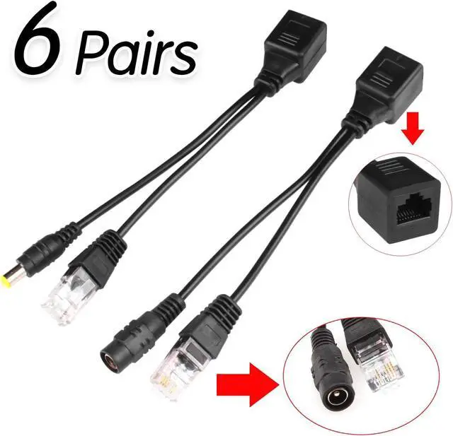 Alt view image 2 of 7 - Passive PoE Injector 6 Pairs PoE Splitter Kit Passive PoE Injector and PoE Splitter Kit with 5.5x2.1 mm DC Connector RJ45 Power Over Ethernet