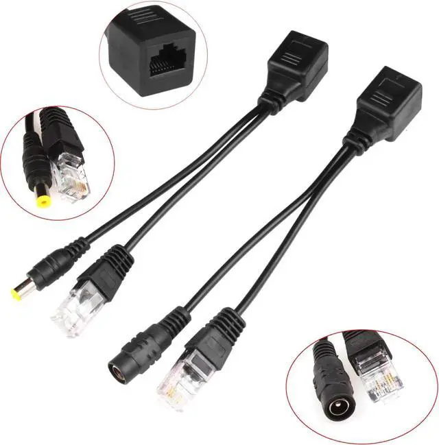 Alt view image 3 of 7 - Passive PoE Injector 6 Pairs PoE Splitter Kit Passive PoE Injector and PoE Splitter Kit with 5.5x2.1 mm DC Connector RJ45 Power Over Ethernet