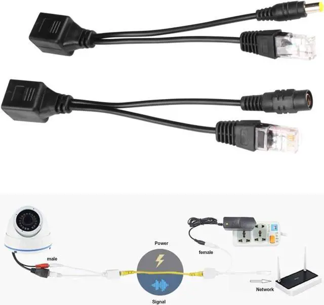Alt view image 6 of 7 - Passive PoE Injector 6 Pairs PoE Splitter Kit Passive PoE Injector and PoE Splitter Kit with 5.5x2.1 mm DC Connector RJ45 Power Over Ethernet