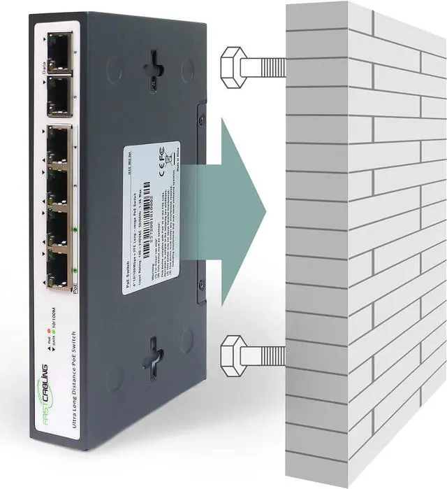 Alt view image 7 of 7 - 1500ft Long Range PoE+ Switch, PoE Extension with Continuous Run of cat5e/cat6, Fast Ethernet 10/100Mbps, 30W IEEE802.3at/af