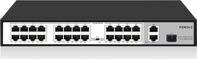 24 Port 10/100Mbps PoE Switch Unmanaged with 2 Gigabit Uplink