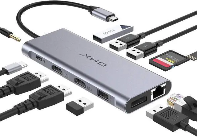 Main image of Docking Station, USB C Docking Station, USB C Hub 13 in 1 Triple Display with 100W PD Charging, 2 HDMI, DP, USB-C Data Transfer, 3 USB 3.0, 2 USB 2.0 for MacBook Pro and Type C Laptops