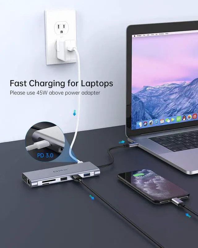 Alt view image 7 of 7 - Docking Station, USB C Docking Station, USB C Hub 13 in 1 Triple Display with 100W PD Charging, 2 HDMI, DP, USB-C Data Transfer, 3 USB 3.0, 2 USB 2.0 for MacBook Pro and Type C Laptops