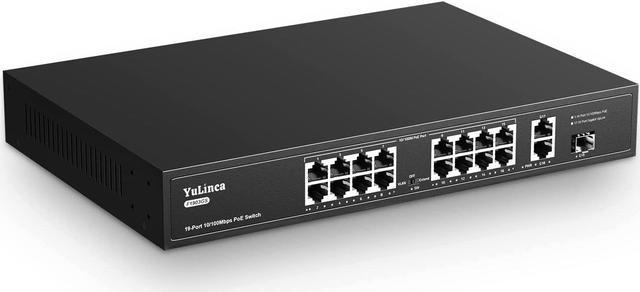 YuLinca 16 Port PoE Switch with 2 Gigabit Uplink and 1 SFP Port