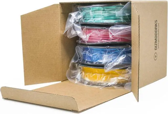Alt view image 3 of 6 - Gizmo Dorks PLA Filament for 3D Printers 1.75mm 200g, 4 Color Pack Multicolor (Silk-Blue, Red Pink, Teal, Yellow Gold)