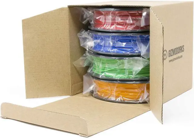 Alt view image 3 of 4 - Gizmo Dorks ABS Filament for 3D Printers 3mm (2.85mm) 200g, 4 Color Pack - Blue, Green, Orange, Red