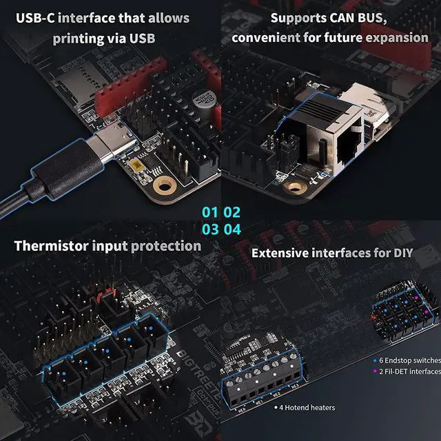 Alt view image 5 of 7 - BIGTREETECH Octopus V1.1 Control Board 32bit Silent Board Compatible TMC2209, TMC2240, TMC2208, TMC5160 Stepper Driver, Support DIY Klipper and Raspberry-Pi Online Printing for Voron 3D Printer