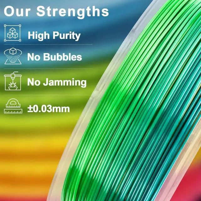 Alt view image 5 of 7 - AMOLEN 3D Printer Filament, PETG Filament 1.75mm PETG Multicolor Rainbow, 3D Printing Filament 1KG/2.2lb