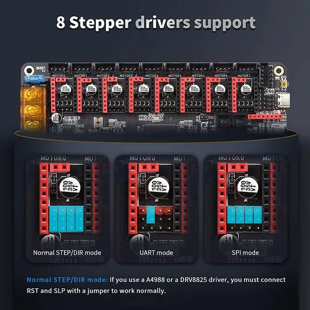 Alt view image 3 of 7 - BIGTREETECH Octopus V1.1 Control Board 32bit Silent Board Compatible TMC2209, TMC2240, TMC2208, TMC5160 Stepper Driver, Support DIY Klipper and Raspberry-Pi Online Printing for Voron 3D Printer
