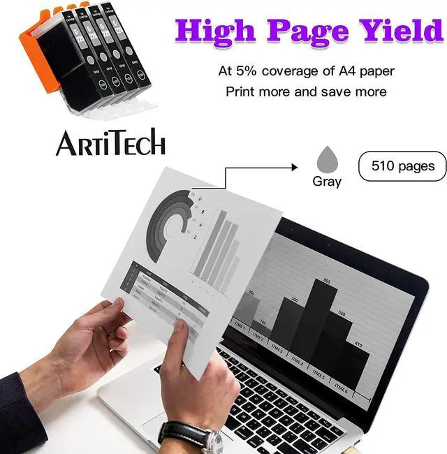 Alt view image 4 of 7 - ARTITECH Replacement for Canon CLI-226 Gray CLI226 Gray Ink Cartridges Work for Canon PIXMA MG8120 PIXMA MG6120 PIXMA MG8220 PIXMA MG6220 PIXMA MG6110 Printers, 4 Pack CLI-226 Gray
