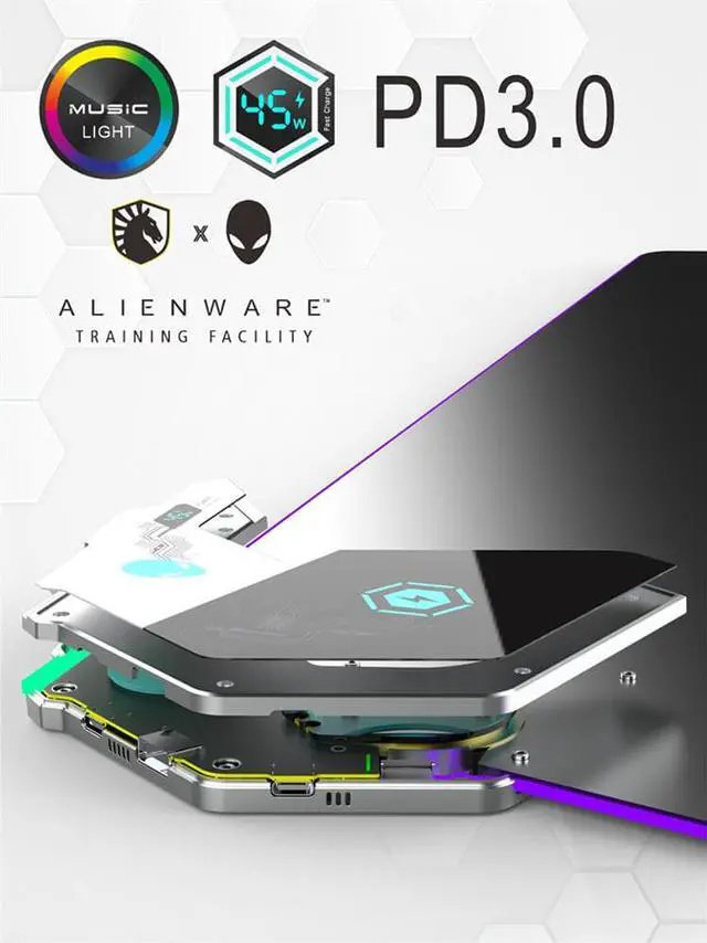 Alt view image 2 of 7 - Alienware 2022 North American LCS Competition Exclusive Edition  800×300 Illuminated Gaming Mouse Pad Keyboard Desk Pad 45W  PD 3.0 & Wireless Charging TL test