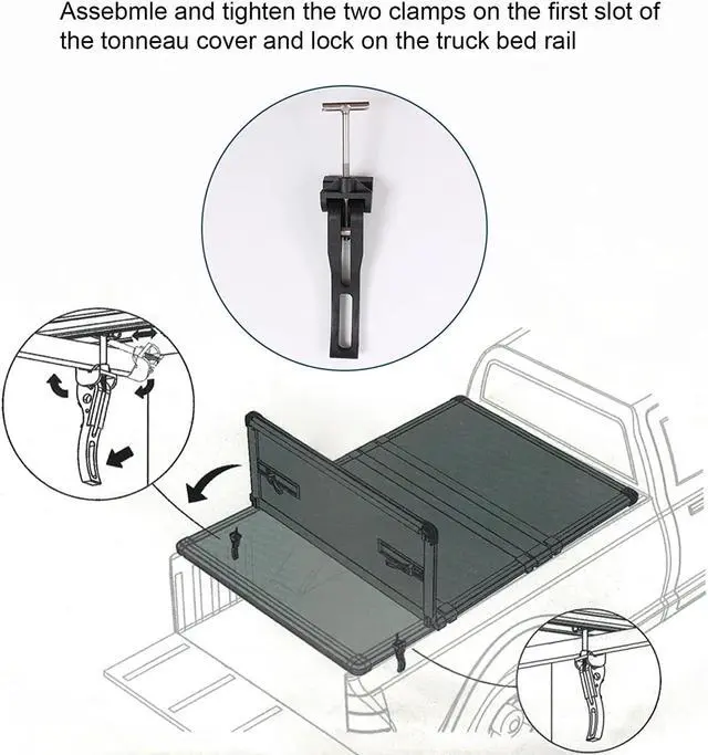 Alt view image 6 of 6 - Truck Tonneau Cover Replacement and Accessories Parts Kit for Hard and Soft Truck Bed Covers Including Diamond Nut, T-Bolt and Tonneau Cover Clamps