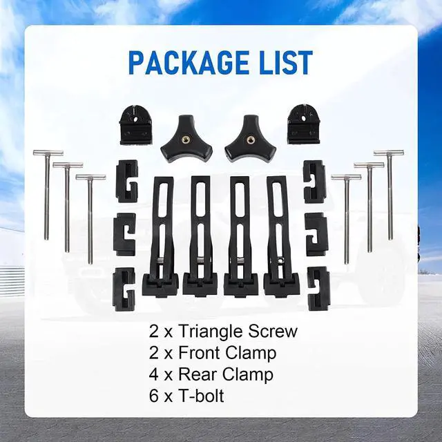 Alt view image 5 of 6 - Truck Tonneau Cover Replacement and Accessories Parts Kit for Hard and Soft Truck Bed Covers Including Diamond Nut, T-Bolt and Tonneau Cover Clamps