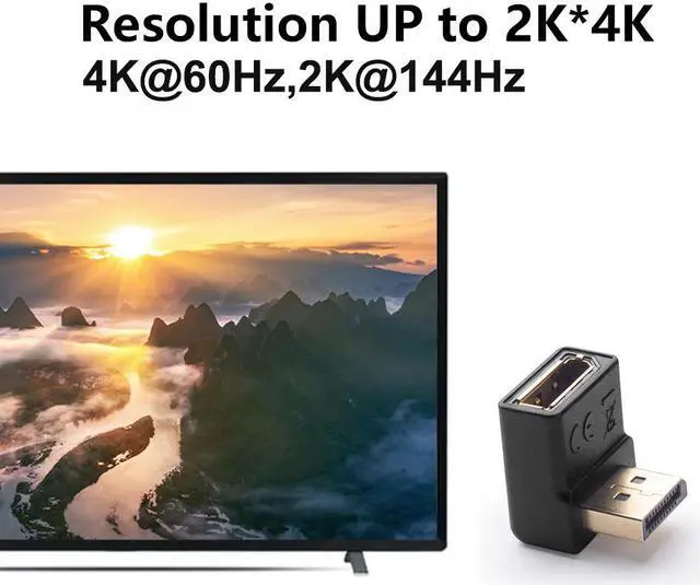 Alt view image 3 of 5 - 90-degree Displayport cable adapter Dp male to female left right angled Displayport cable Upward downward displayport adapter