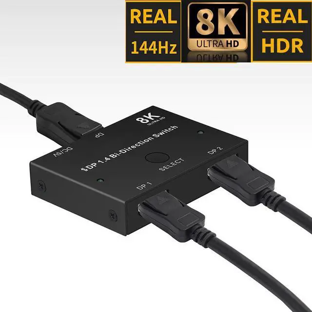 Alt view image 5 of 5 - switch displayport Switch splitter 8K Displayport 1.4 Bi-direction DP Switch Selector box 1X2 DP 2X1 4K@120Hz 8K@30Hz