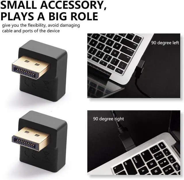 Alt view image 2 of 5 - 90-degree Displayport cable adapter Dp male to female left right angled Displayport cable Upward downward displayport adapter
