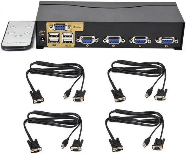 Alt view image 3 of 6 - 4 Port USB Kvm Switch VGA Splitter Schalter Adapter Drucker Verbinden Tastatur Maus 4 Computer Verwenden 1 Monitor with cable