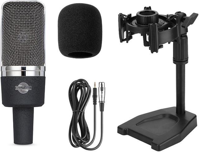 Heumnzoi EP-101L Condenser Microphone Computer Microphone Studio Condenser  Microphone Kit with Shock Absorber, Desktop Stand and Cable. For Games,