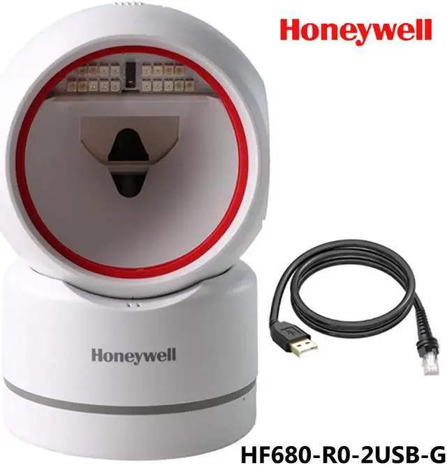 Alt view image 6 of 6 - Honeywell HF680-R0-2USB-G 2D Desktop Area-imaging Barcode Scanner with USB Cable-White