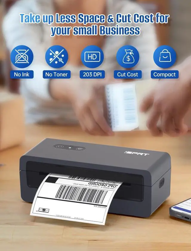 Alt view image 7 of 7 - iDPRT SP460BT USB Direct Thermal Printer 203DPI Wireless Label Printer Bluetooth 1D 2D Barcode 4IPS High Speed Printing