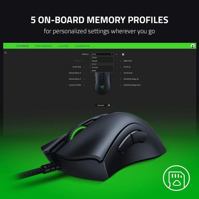 Alt view image 5 of 6 - Razer DeathAdder V2 Gaming Mouse: 20K DPI Optical Sensor - 8 Programmable Buttons - Fastest Gaming Mouse Switch - Chroma RGB Lighting - Rubberized Side Grips