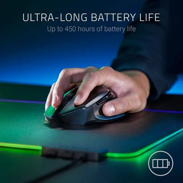 Alt view image 5 of 7 - Razer Basilisk X Hyperspeed Wireless Gaming Mouse: 16K DPI Optical Sensor, Bluetooth & Wireless Compatible, 6 Programmable Buttons, 450 Hr Battery, Classic Black