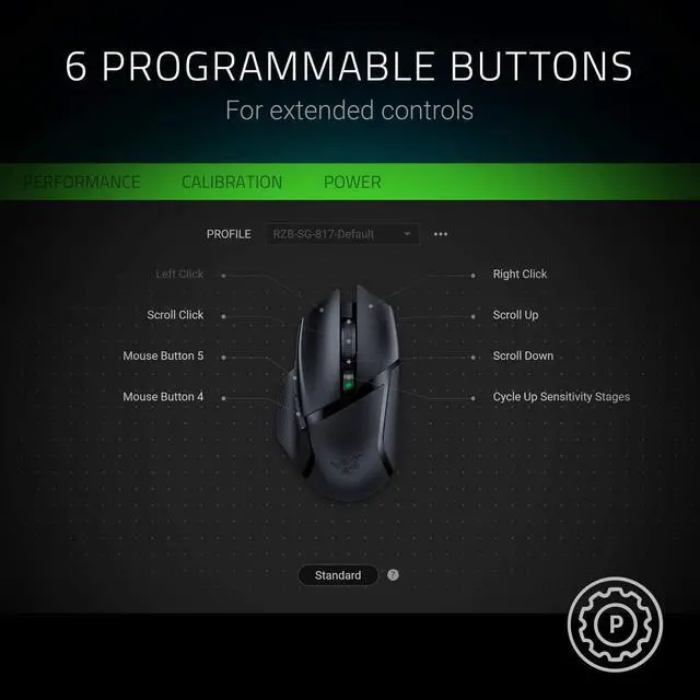 Alt view image 6 of 7 - Razer Basilisk X Hyperspeed Wireless Gaming Mouse: 16K DPI Optical Sensor, Bluetooth & Wireless Compatible, 6 Programmable Buttons, 450 Hr Battery, Classic Black