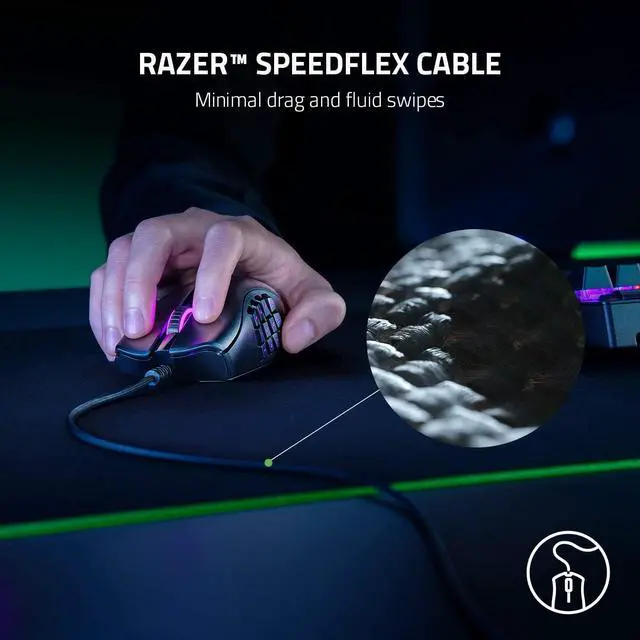 Alt view image 7 of 7 - Razer Naga X Wired MMO Gaming Mouse: 18K DPI Optical Sensor - 16 Programmable Buttons - 2nd-gen Razer Optical Switch - Chroma RGB Lighting - Classic Black