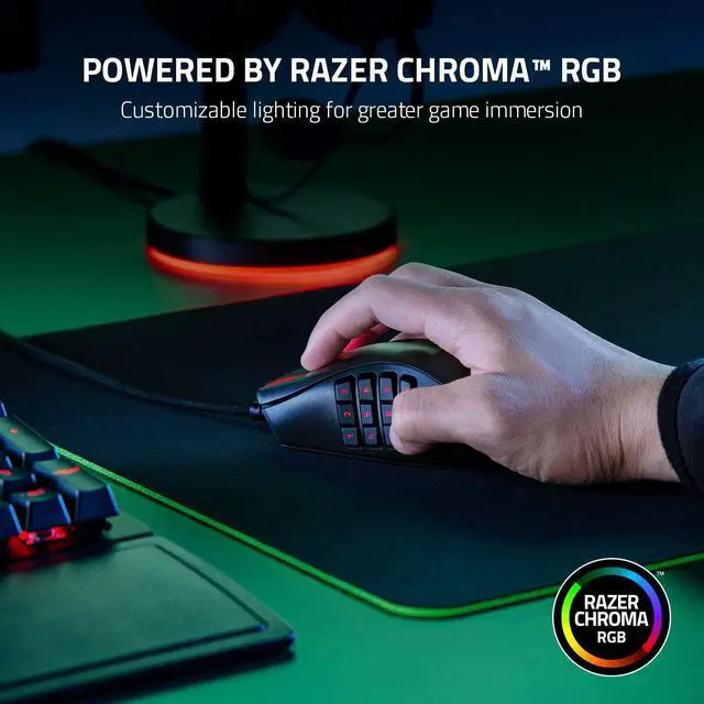 Alt view image 6 of 7 - Razer Naga X Wired MMO Gaming Mouse: 18K DPI Optical Sensor - 16 Programmable Buttons - 2nd-gen Razer Optical Switch - Chroma RGB Lighting - Classic Black