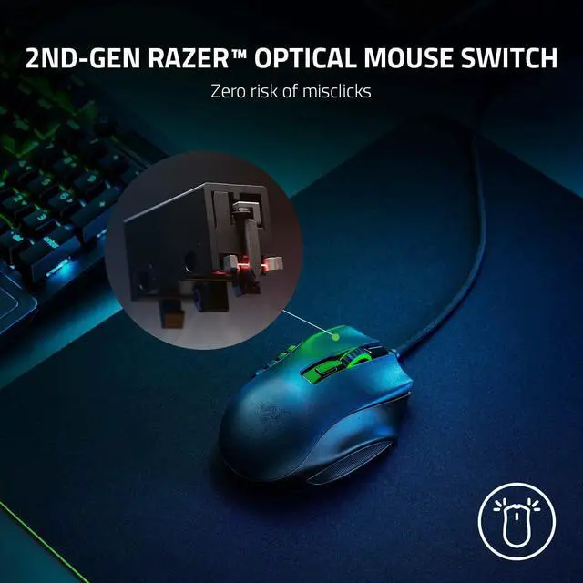 Alt view image 4 of 7 - Razer Naga X Wired MMO Gaming Mouse: 18K DPI Optical Sensor - 16 Programmable Buttons - 2nd-gen Razer Optical Switch - Chroma RGB Lighting - Classic Black