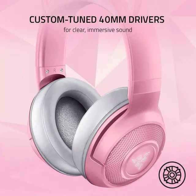 Alt view image 5 of 7 - Razer Kraken BT Kitty Edition: Bluetooth 5.0-40ms Low Latency Connection - Custom-Tuned 40mm Drivers - Beamforming Microphone - Powered by Razer Chroma - Quartz Pink