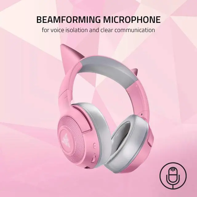 Alt view image 6 of 7 - Razer Kraken BT Kitty Edition: Bluetooth 5.0-40ms Low Latency Connection - Custom-Tuned 40mm Drivers - Beamforming Microphone - Powered by Razer Chroma - Quartz Pink