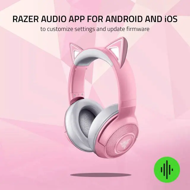 Alt view image 7 of 7 - Razer Kraken BT Kitty Edition: Bluetooth 5.0-40ms Low Latency Connection - Custom-Tuned 40mm Drivers - Beamforming Microphone - Powered by Razer Chroma - Quartz Pink