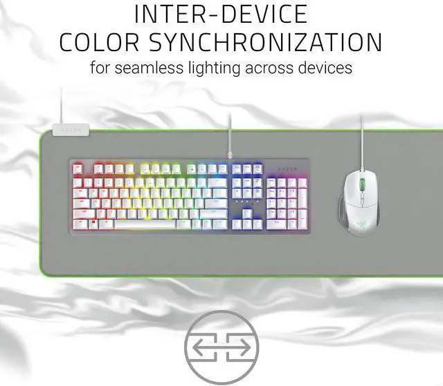 Alt view image 3 of 5 - Razer Goliathus Extended Chroma Gaming Mouse Pad: Customizable Chroma RGB Lighting - Soft, Cloth Material - Balanced Control & Speed - Non-Slip Rubber Base - Mercury White